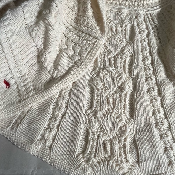 Ralph Lauren women’s cream cardigan open knit waterfall sailor collar sweater XL - Picture 8 of 14